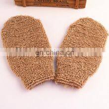Custom Logo Natural Hemp and Bamboo Fiber Bath Shower Gloves Mitt Exfoliating and Body Scrub Silk Exfoliating Gloves thumbnail-3