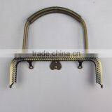 Factory Price DIY Antique Brass Kiss Lock Pinhole Metal Bag Frame With Handle&heart-shape Clasp
