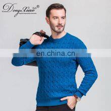 Classic Brand Men's Cable Knit Pullover 100% Pure Cashmere Winter Sweater With Crew Neck Collar thumbnail-3