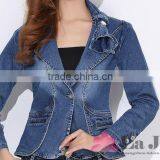 2016 Fashion Collar Butterflies Small Suit Design Denim Jacket For Women LD-054 thumbnail-1