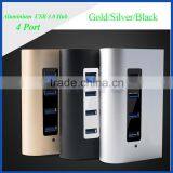 2016 Portable USB 3.0 4 Port Generic Hub Aluminium Case With 2A Power Supply