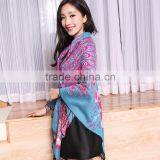 Wide Square Jacquard Peacock Stole Shawl Scarf thumbnail-3