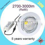 Popular High End CRI90 4-way Rotatable COB 30w LED Downlight thumbnail-4