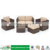Wicker outdoor rattan furniture elegant 5pcs garden chaise all weather brown sofa set