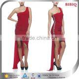 Vintage Mexican Embroidered Dress Prom off Shoulder Red Velvet Evening Dress Asymmetrical Hemline Wedding Dresses thumbnail-1