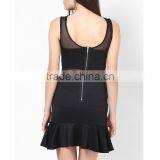 Latest Modern Short Dresses Celebrity Mermaid Dress Pattern Insert Mesh Panel Dress Black Sleeveless Mesh Dress thumbnail-4