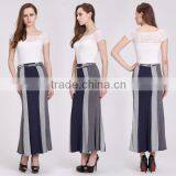 Color Block Long Maxi Skirt Muslim 2016 Fashion Summer Skirt thumbnail-5