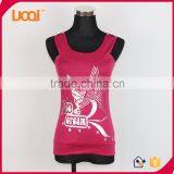High Quality Polyester/cotton Woman Adjustable Pink Ladies Tank Top thumbnail-1
