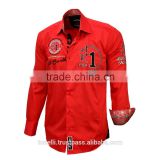 Wholesale long sleeve satin pure cotton red nautical shirts for men