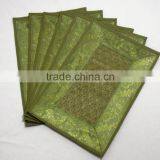 Indian Silk Table Runner With 6 Place Mats & 6 Coaster in Green Color Size 16*62 thumbnail-2