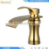 Wholesale And Retail Luxury Elegent Golden Basin Sink Faucet Single Lever Waterfall Basin Mixer Taps thumbnail-2