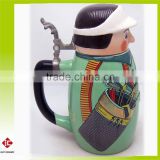 3D embossed ceramic mug with ceramic lid and decal