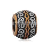 Wholesale Swirl Pattern 316 Stainless Steel Slide Big Hole Charm Spacer Beads Fit European Bracelets And Necklaces SEB-LG106 thumbnail-1