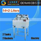 Double commercial deep plantain chips fryer and industrial chicken fryer (SY-FF28 SUNRRY)