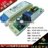 Soluxled 38-65V 12-18*3W 620mA pc Case Led Driver With High PF 2 Years Warranty Led Power Supply