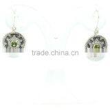 Green Peridot Round Cut 925 Sterling Silver Earring thumbnail-1