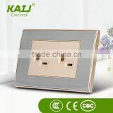 USA Standard Wall Mount Stainless Panel Double Triple 3 Pin Socket Outlet Plug