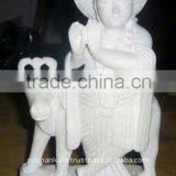 White Marble Krishna Statue With Cow