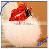 Promotional Sexy Rhinestone Lips Metal Keychain