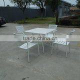 Graceful White 4-Seater All-Weather Aluminum Square Table Dining Set