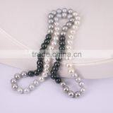 Round Shell Pearl Necklace, Shell Gem Beaded Necklace thumbnail-4