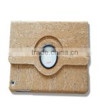 eco friendly light weight book style 360 rotation anti scrach cork leather case for ipad 4