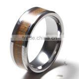 Wood Grain Paper Inlay Tungsten Carbide Ring Wholesale Tungsten Wedding Band thumbnail-1