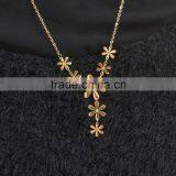 Long Connected Flower Necklace Stainless Steel Women Jewelry Sets Wholesale thumbnail-2