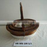 3 Set Large Wicker Basket Round With Handle for Sale