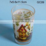 glass cup for water with decal GC09