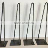 Black Powder Coated 28 Inch 2 Rod Iron Metal Hairpin Wood Table Leg thumbnail-2
