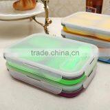 Collapsible Silicone Lunch Box With Serving Tool/square Shape Foldable Silicone Lunch Box thumbnail-1