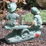 Garden Playing Boy and Girl Sculptures With Teeterboard thumbnail-1