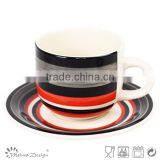 Cup Saucer Silk Screen High Quality Modern Design Top Sale With Strips thumbnail-1