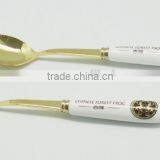 Elegance Silver 18/0 Gold Plated Spoon With Ceramic Handle for Promotional Gold Spoon Gift thumbnail-1