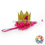 Baby 1 Year Birthday Crown Headband Nylon Headbands Baby Girl Party Headwear Wholesale Price thumbnail-3
