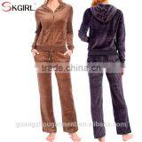 Women's Winter Plus Size Zip up Hooded Jogging Hoodie Sportwear Soft 2 Piece Velour Tracksuit Set for Ladies thumbnail-1