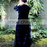 Fashion Brand Designer Long Kurtis With Front Neck Crystal Buttons Navy Blue Velvet Kurti HSD7920 thumbnail-2