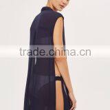 2017 Latest Sleeveless Maxi Beach Shirt Dress Bohemian Button Maxi Dress HSd9212 thumbnail-3