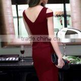 Sexy Strapless Sleeveless Dress Bag Hip Asymmetry/Asymmetric Bag Hip Skirt thumbnail-2