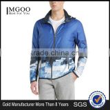 2017 New Design Ocean Pattern Printed Mens Sports Bomber Jacket With Hooded 100% Polyester Mesh Digital Windbreak With Piped