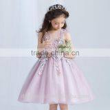 Best Quality Purple Handmade Decoration Girl Party Wear Western Dress thumbnail-4