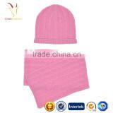 Warm Merino Wool Hat Scarf Attached,Cable Knit Wholesale Hat and Scarf Set thumbnail-2