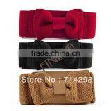 New Women's Girls Graceful Bowknot Elastic Lovely Belt With Buckle Waist Belt 3713 thumbnail-1