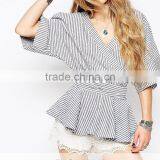 hot sale cotton linen casual versatile frock anti-pilling bat-wing sleeve women blouse design patterns back neck