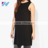 Ladies Simple Fashion Clothing 2016 Sleeveless Black Chiffon One Piece Dress thumbnail-2