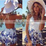 Clothing Factory Summer Women Chiffon Floral Print Plunge Beach Jumpsuit thumbnail-2
