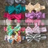 Hot Sale Kids Bright Color Hairwear Chiffon Cotton Bowknot Headband Children Baby Craft Hairband thumbnail-3