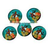 Glass Dome Seals Cabochons Round Flatback Multicolor Halloween Pumpkin Bat Pattern Transparent 20mm Dia thumbnail-1