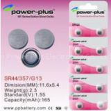 SR Series SR44 1.55V 165mAh Watch Silver Oxide Button Cell Battery With ROHS, WEEE, CE, SGS